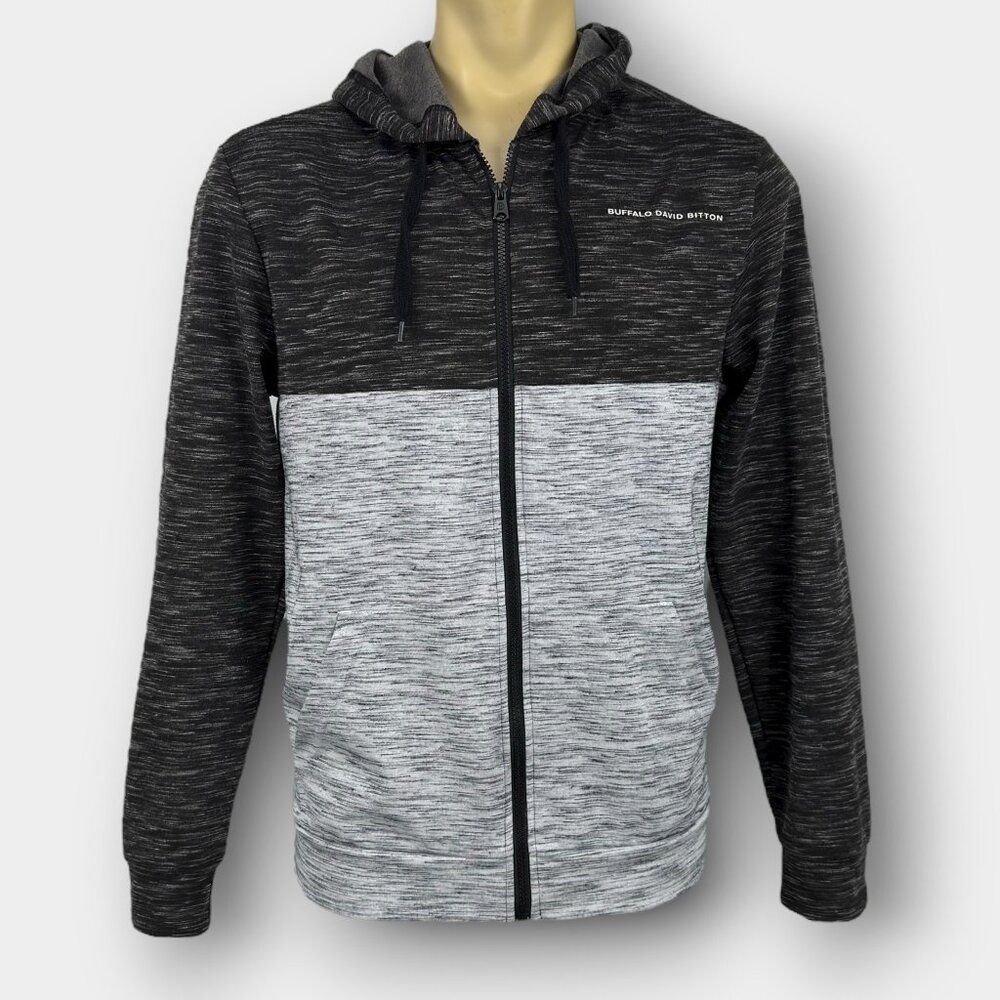 Buffalo David Bitton Men's Zip Hoodie M Charcoal Heathered‎ Colorblock